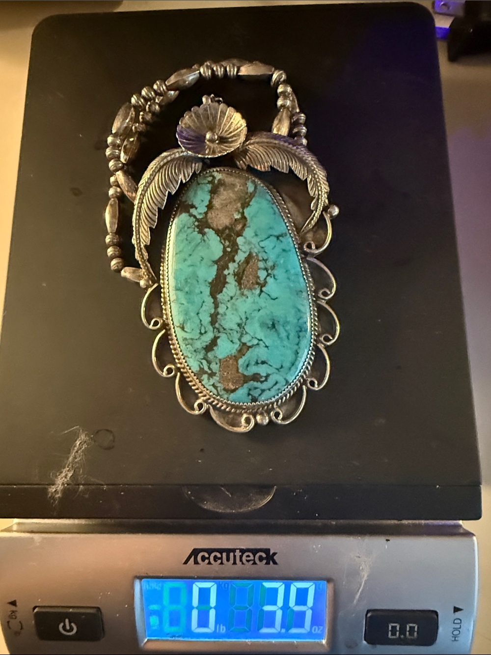 Turquoise Oval Silver Pendant Necklace - Turquoise - Picture 6 of 7